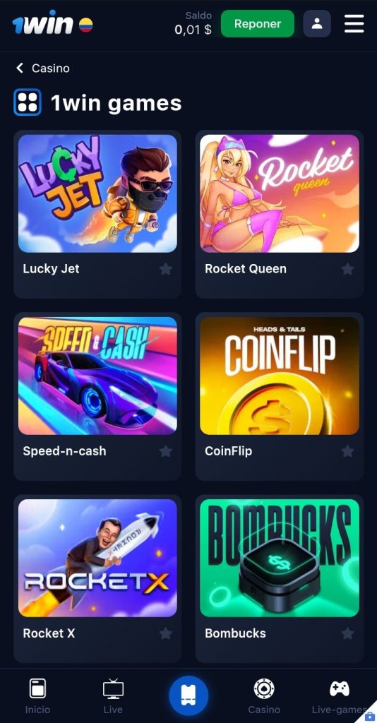 Aplicación móvil de 1Win para Android