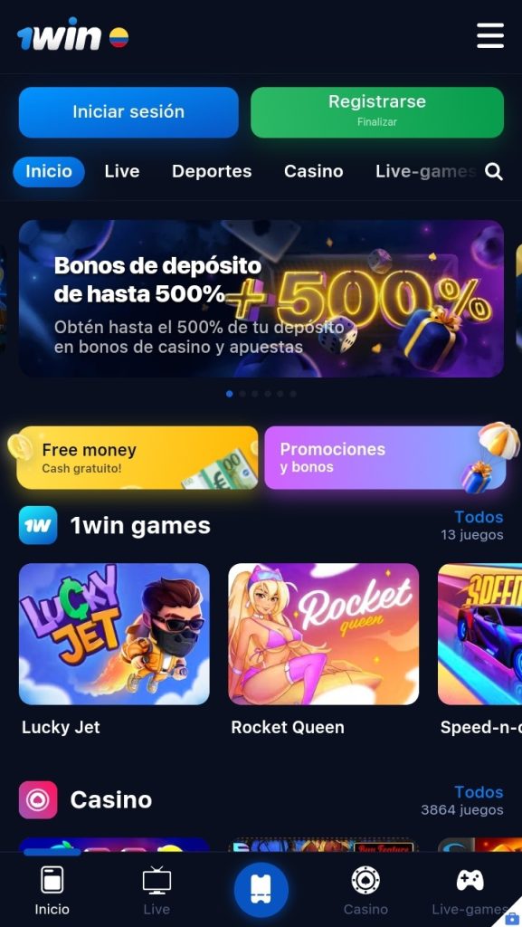 Registro en 1Win Colombia — paso 1